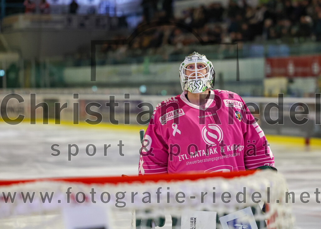 2025-10-28_024_TSV_Erding_gegen_Toelzer_Loewen | Erding, Deutschland, 28.10.2025:Eishockey, Oberliga Süd 2025 / 2026, 13. Spieltag, TSV Erding gegen Tölzer Löwen, Endergebnis: 2:5Torwart Leon Meder (Erding Gladiators, #39)Foto: Christian Riedel / fotografie-riedel.net