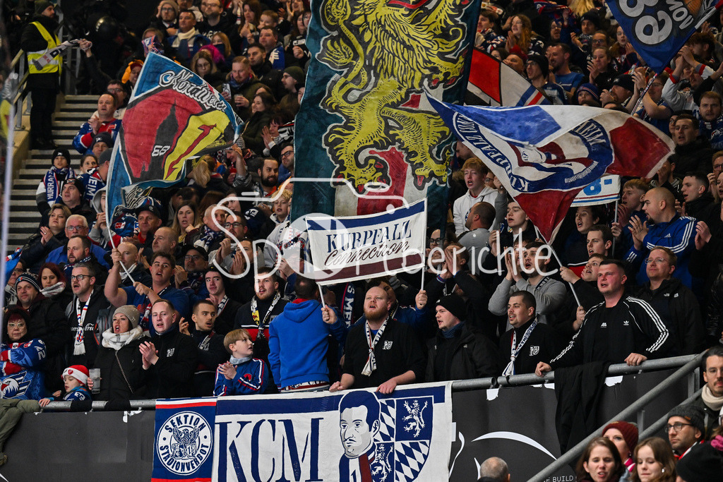Augsburger Panther - Adler Mannheim | AUGSBURG, GERMANY - 28. DECEMBER: im Bild die mitgereisten Fans aus Mannheim während dem Match zwischen den Augsburger Panthern und den Adler Mannehim am 33. Spieltag der Penny DEL im Curt Frenzel Stadion