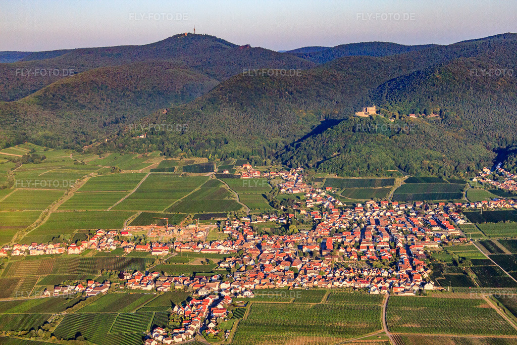 Luftbild: Ortsansicht von Osten im Ortsteil Diedesfeld in Neustadt im Bundesland Rheinland-Pfalz in Deutschland. Foto: IMG_44357.jpg vom 20.08.2011 durch Werner Riehm/FLY-FOTO.deAuflösung des Originals: 4752 x 3168 px