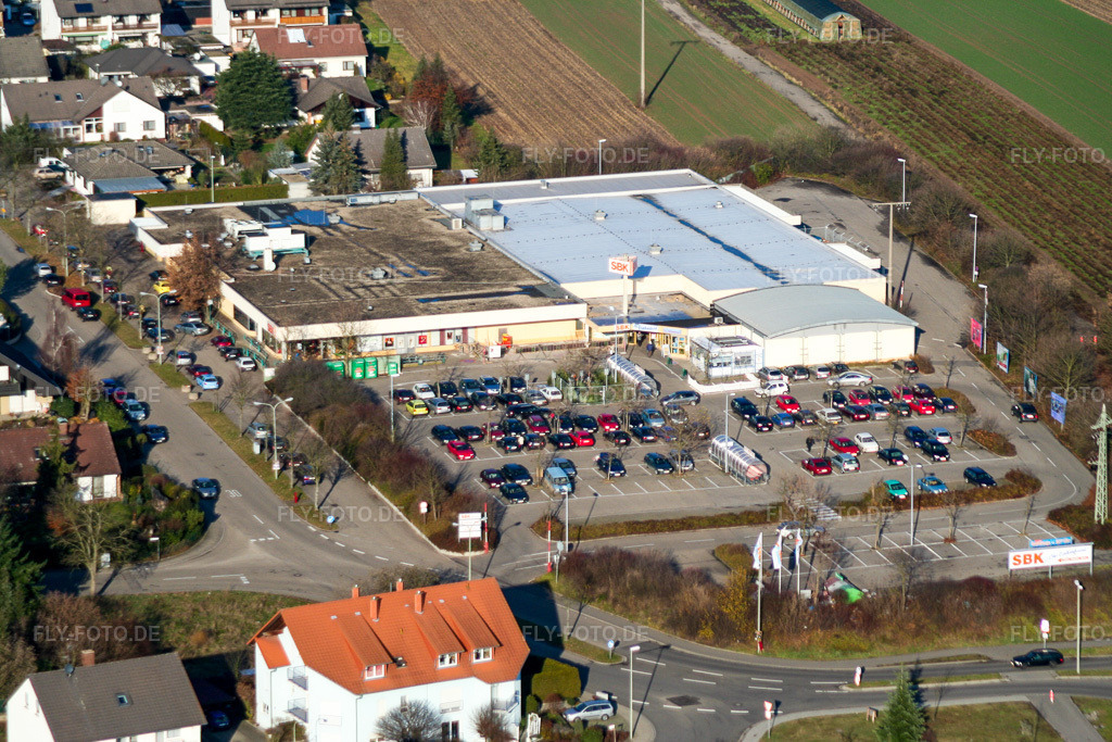 Luftbild: Filiale vom Supermarkt SBK in Kandel im Bundesland Rheinland-Pfalz in Deutschland. Foto: IMG_0144.jpg vom 10.12.2005 durch Werner Riehm/FLY-FOTO.de