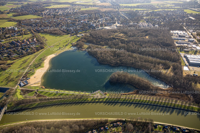 Luenen230203823 | Luftbild, Horstmarer See, Seepark Lünen, Halde Preußen, Datteln-Hamm-Kanal, Horstmar, Lünen, Ruhrgebiet, Nordrhein-Westfalen, Deutschland