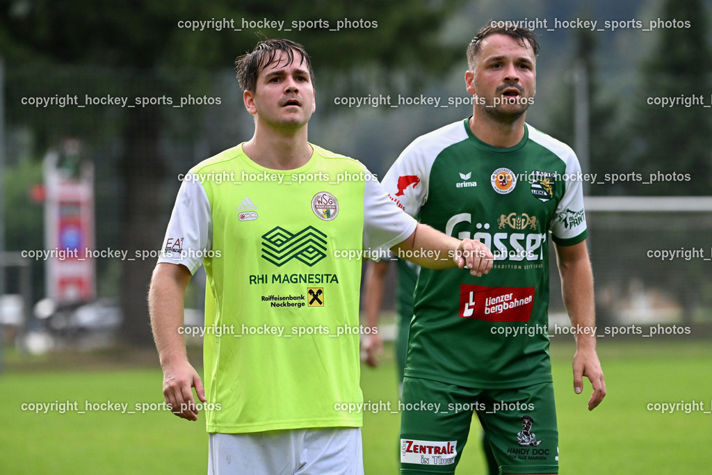 WSG Radenthein vs. SV Rapid Lienz | #15 Martin Neunhäuserer Rapid Lienz, #18 Fabian Klein WSG Radenthein, WSG Radenthein vs. SV Rapid Lienz, WSG Radenthein vs. SV Rapid Lienz am 30.08.2025 in Radenthein (Sportplatz Radenthein), Austria, (Photo by Bernd Stefan)