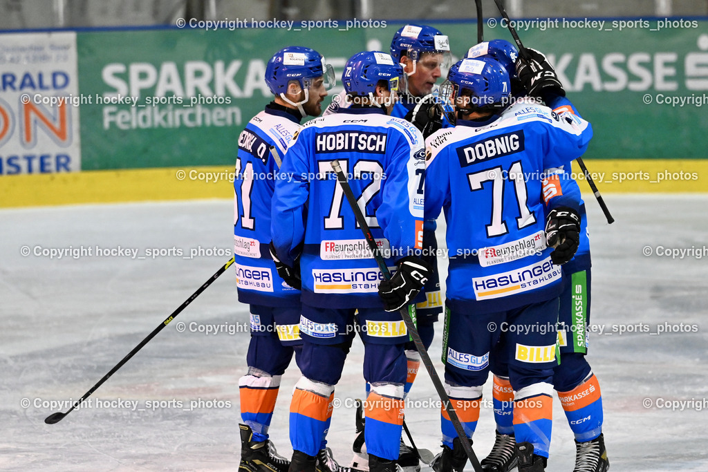 ESC SPARKASSE STEINDORF vs. MET PHOTOVOLTAIK HORNETS SPITTAL | Jubel ESC Steindorf Mannschaft, #61 Friedrich Daniel ESC Steindorf, #95 Gelfanov Ruslan ESC Steindorf, #71 Dobnig Elias ESC Steindorf, #18 Pewal Martin ESC Steindorf, #72 Hobitsch Samuel ESC Steindorf, ESC SPARKASSE STEINDORF vs. MET PHOTOVOLTAIK HORNETS SPITTAL, ESC SPARKASSE STEINDORF vs. MET PHOTOVOLTAIK HORNETS SPITTAL am 22.11.2025 in Steindorf (Ossiachersee Halle), Austria, (Photo by Bernd Stefan)