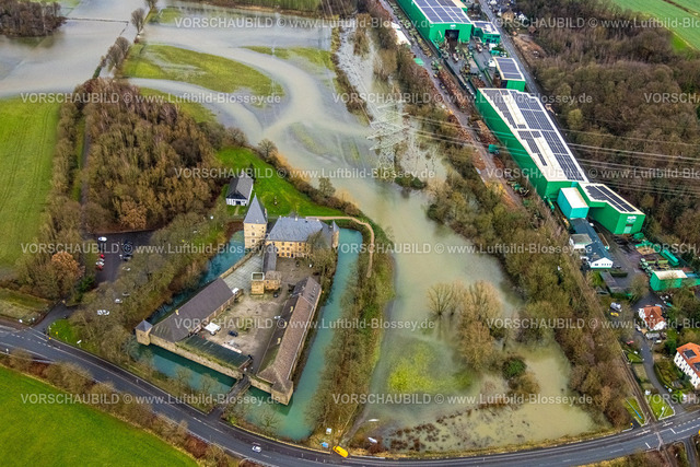Hattingen231202115Ruhr | Luftbild, Ruhrhochwasser, Weihnachtshochwasser 2023, starke Regenfälle,  Blankenstein, Hattingen, Ruhrgebiet, Nordrhein-Westfalen, Deutschland