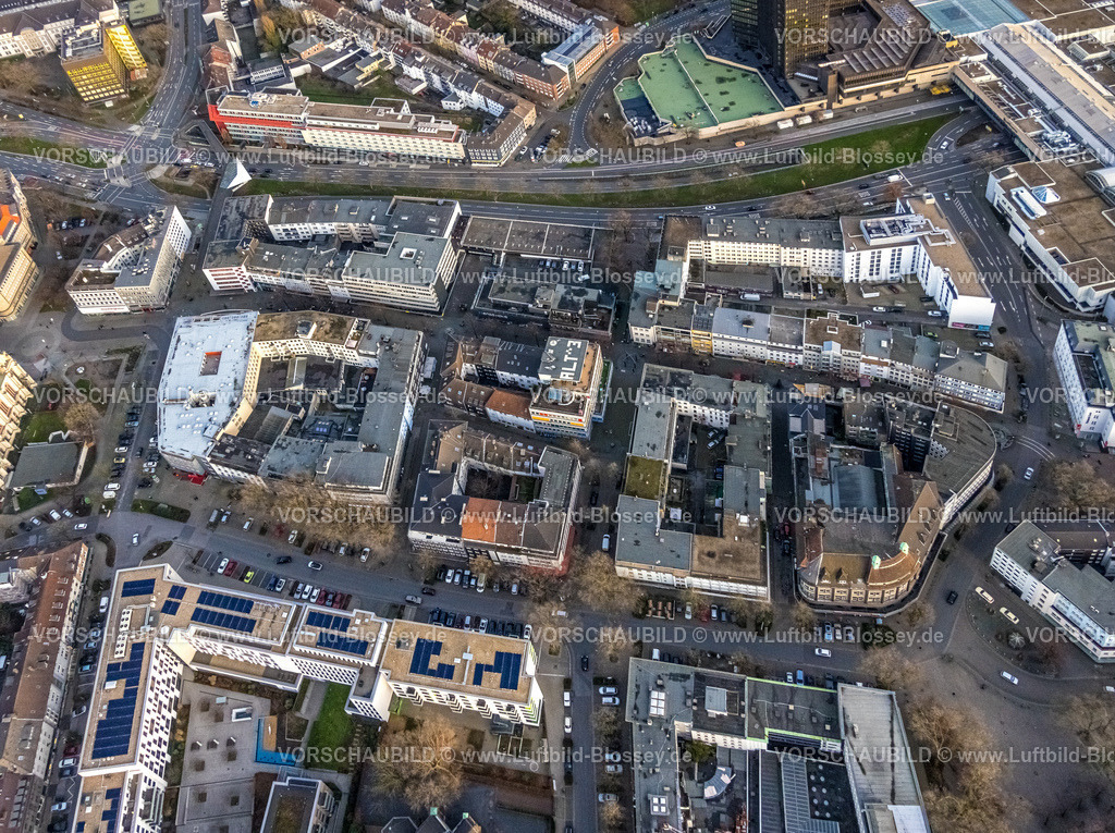 Essen230101834 | Luftbild, Flachsmarkt und Am Porscheplatz, Stadtkern, Essen, Ruhrgebiet, Nordrhein-Westfalen, Deutschland