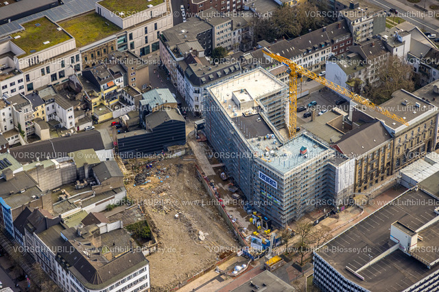 Duisburg240303840 | Luftbild, Baustelle und Baukran City Königstraße Ecke Düsseldorfer Straße, ehemalige Kaufhof-Gebäude-Komplex plus Parkhaus, Dellviertel, Duisburg, Ruhrgebiet, Nordrhein-Westfalen, Deutschland, Duisburg-S