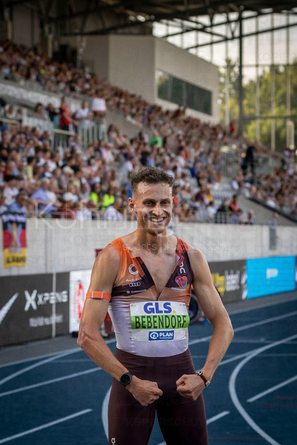 Deutsche Leichtathletik-Meisterschaften; Bochum-Wattenscheid, 25.07.2026 | Deutscher Meister über 3000m Hindernis Karl Bebendorf (Dresdner SC 1898); Deutsche Leichtathletik-Meisterschaften am 25.07.2026 im Lorheide-Stadion, Bochum-Wattenscheid (Nordrhein-Westfalen).