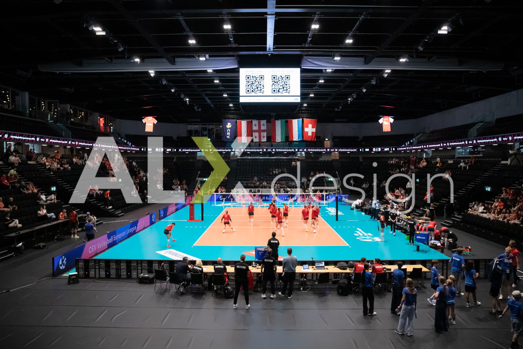 Austria v Switzerland - CEV European League Women | KRIENS, SWITZERLAND - JUNE 14: Pilatus Arena during the CEV European League match between Austria and Switzerland at Pilatus Arena on June 14, 2026 in Kriens, Switzerland. - Realisiert mit Pictrs.com