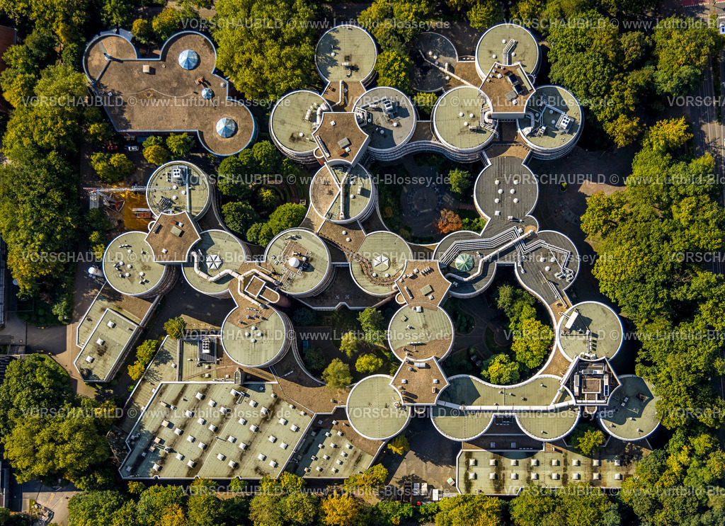 Duisburg241004612 | Luftbild, Universität Duisburg-Essen, kreisrunde Gebäude, Neudorf-Nord, Duisburg, Ruhrgebiet, Nordrhein-Westfalen, Deutschland