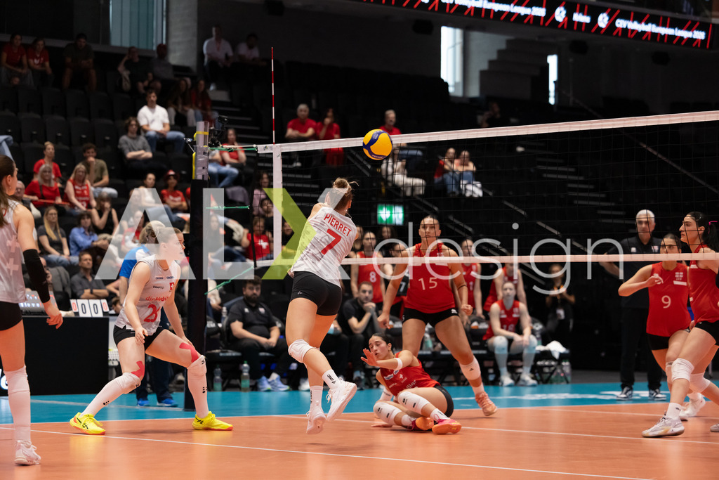 Georgia v Switzerland - CEV European League Women | KRIENS, SWITZERLAND - JUNE 12: MÉLINE PIERRET of Switzerland during the CEV European League match between Georgia and Switzerland at Pilatus Arena on June 12, 2026 in Kriens, Switzerland. - Realisiert mit Pictrs.com