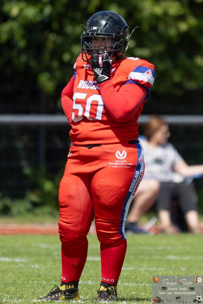 GFLW 1: German Football League Women 1: Rodgau Pioneers Ladies - Stuttgart Scorpions Sisters, 07.06.2026 | Rebecka Mynarek (Rodgau Pioneers Ladies #50), Freisteller, Portrait / Porträt, Rodgau Pioneers Ladies - Stuttgart Scorpions Sisters, Rodgau, Maingau-Energie-Stadion "Am Weichsee", 7.6.2026 - Realisiert mit Pictrs.com