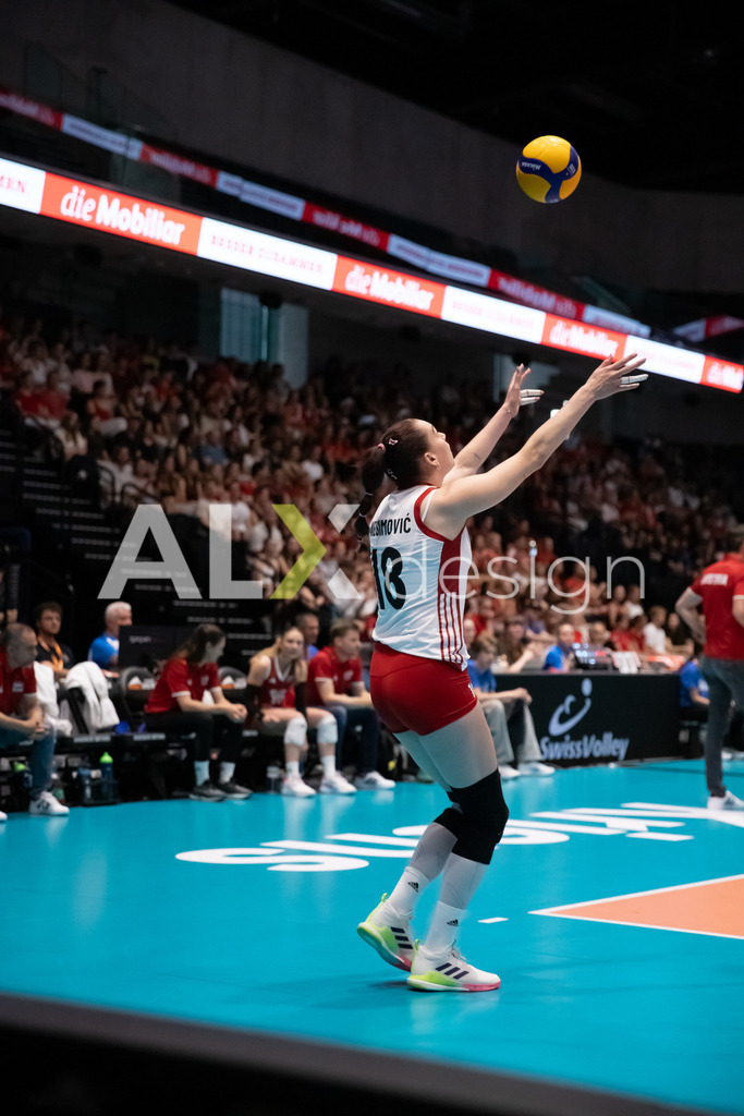 Austria v Switzerland - CEV European League Women | KRIENS, SWITZERLAND - JUNE 14: NINA NESIMOVIĆ of Austria during the CEV European League match between Austria and Switzerland at Pilatus Arena on June 14, 2026 in Kriens, Switzerland. - Realisiert mit Pictrs.com