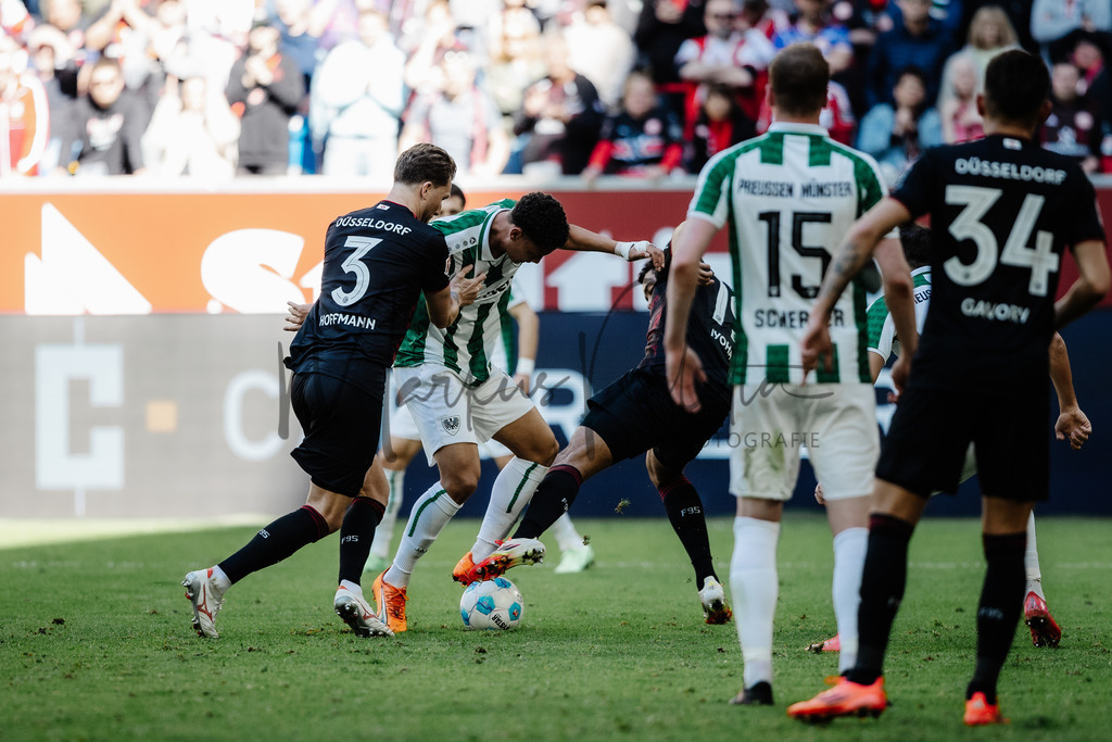 2. Bundesliga, Saison 2024/25, 28. Spieltag: Fortuna Düsseldorf - SC Preußen Münster | Düsseldorf, 05.04.2025: 2. Bundesliga, 28. Spieltag, Fortuna Düsseldorf gegen SC Preußen Münster in der Merkur Spiel-Arena in Düsseldorf. Foto: sportfotografie.ms | Markus Paletta - Realisiert mit Pictrs.com
