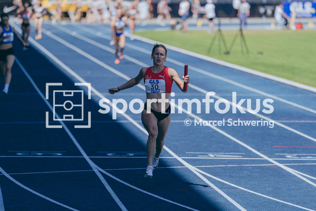 Deutsche Meisterschaften U20 / U16 2026 | Nora Zepf, LG Region Karlsruhe, 30, 4x100-Meter-Staffel, Deutsche Meisterschaften der U20 &amp; U16 2026, Lohrheidestadion Bochum-Wattenscheid, 10.07.2026. Foto: Marcel Schwering / sportimfokus - Realisiert mit Pictrs.com