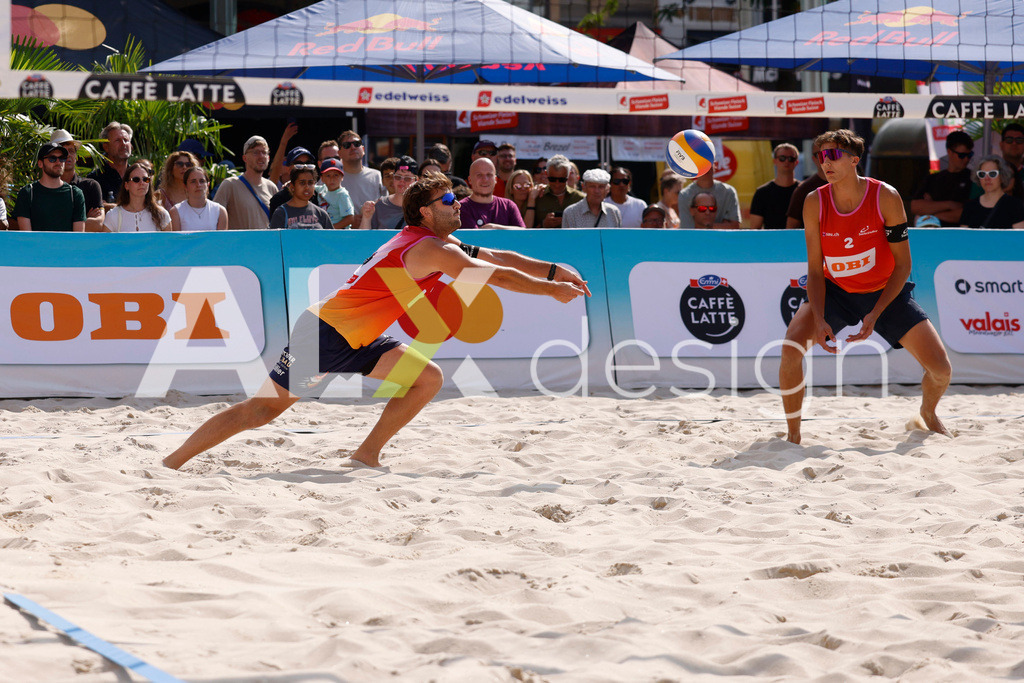 Obi BeachTour 2026 - Basel | BASEL, SWITZERLAND - JULY 19: LEO DILLIER (SUI) during the Obi BeachTour 2026 match between DILLIER / FLÜCKIGER (SUI) and BREER / KÄLIN (SUI) at Barfüsserplatz on July 19, 2026 in Basel, Switzerland. - Realisiert mit Pictrs.com