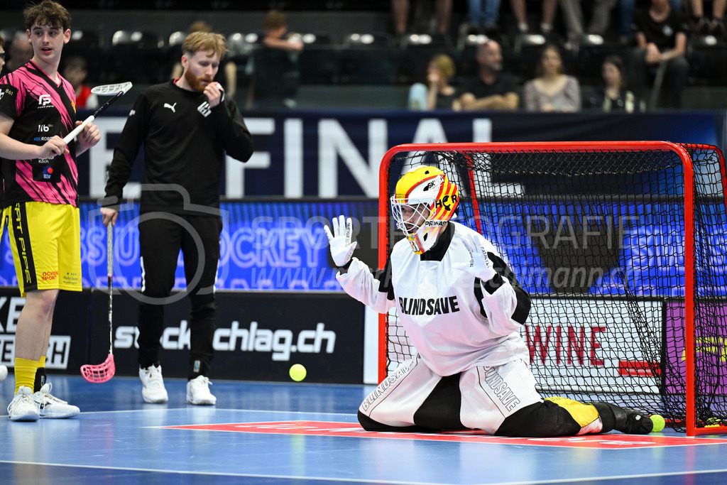 Zug United - HC Rychenberg - 25. April 2026 | Maxime Perroulaz (#31 HC Rychenberg Winterthur) beim Aufwärmen am L-UPL Superfinal-Spiel zwischen Zug United und HC Rychenberg am 25. April 2026 in der BCF Arena, Fribourg, Schweiz.Bild: Sportfotografie Markus Aeschimann | www.markus-aeschimann.ch - Realisiert mit Pictrs.com