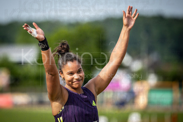 61. Internationales Pfingstsportfest; Rehlingen-Siersburg, 24.05.2026 | REHLINGEN , GERMANY - MAY 24: Yemisi Mabry (GER/MTG Mannheim) during the 61. Internationales Pfingstsportfest on 24.05.2026 at the  Bungertstadion in Rehlingen-Siersburg (Saarland / Deutschland).