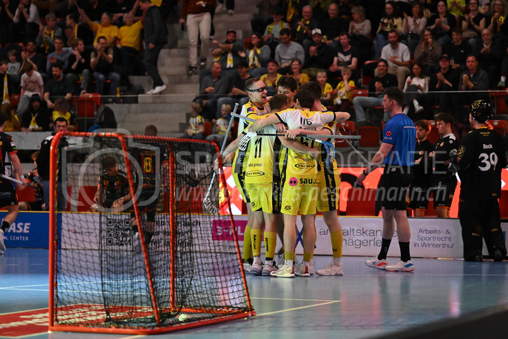 HC Rychenberg - Tigers Langnau - 19. März 2026 | Torjubel HCR am L-UPL Playoff-Viertelfinal-Spiel zwischen HC Rychenberg und Tigers Langnau am 19. März 2026 in der AXA Arena in Winterthur, Schweiz.Bild: Sportfotografie Markus Aeschimann | www.markus-aeschimann.ch - Realisiert mit Pictrs.com