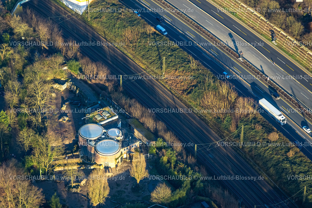 Duisburg241202542 | Luftbild, Zoo im Wald, rundes Elefantenhaus, an der Autobahn A3, Duissern, Duisburg, Ruhrgebiet, Nordrhein-Westfalen, Deutschland