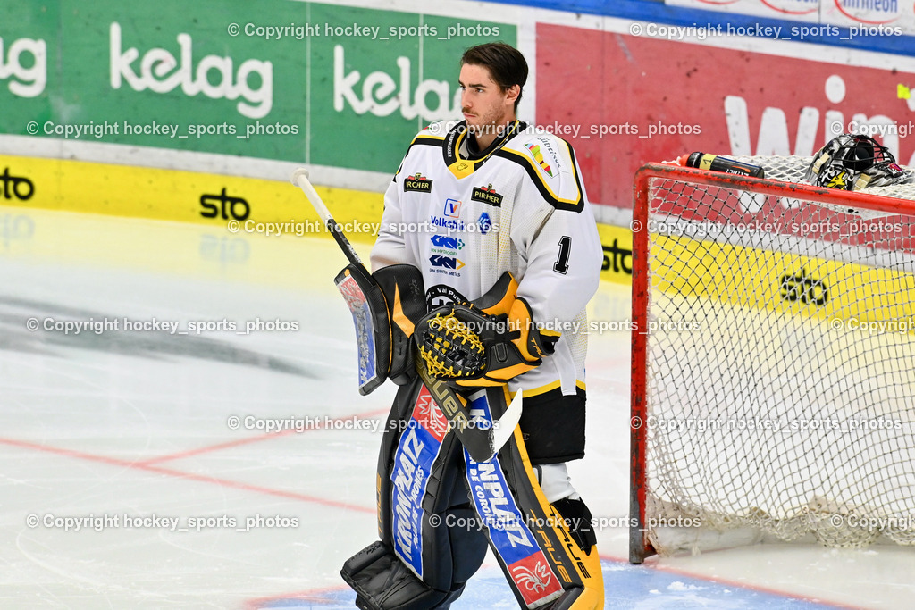 EC IDM Wärmepumpen VSV vs. HC Pustertal 8.10.2023 | #1 SMITH Jacob HC Pustertal, EC IDM Wärmepumpen VSV vs. HC Pustertal 8.10.2023, EC IDM Wärmepumpen VSV vs. HC Pustertal am 08.10.2023 in Villach (Stadthalle Villach), Austria, (Photo by Bernd Stefan)