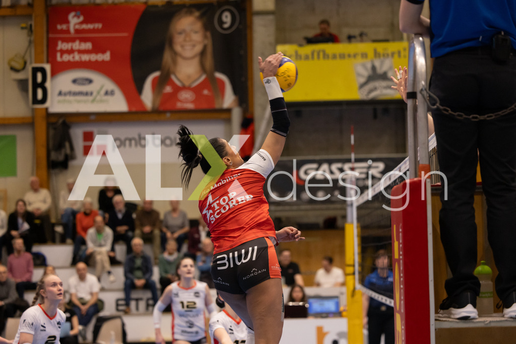 Volleyball I Frauen I Saison 2025-2026 I Volleyball NLA | Women I 1/4 Finals I VC Kanti Schaffhausen - BIWI Volleyball Franches-Montagnes I 21.02.2026 | 8 Letícia Bonardi (BR) (BIWI VFM) – Diagonalangriff - Realisiert mit Pictrs.com