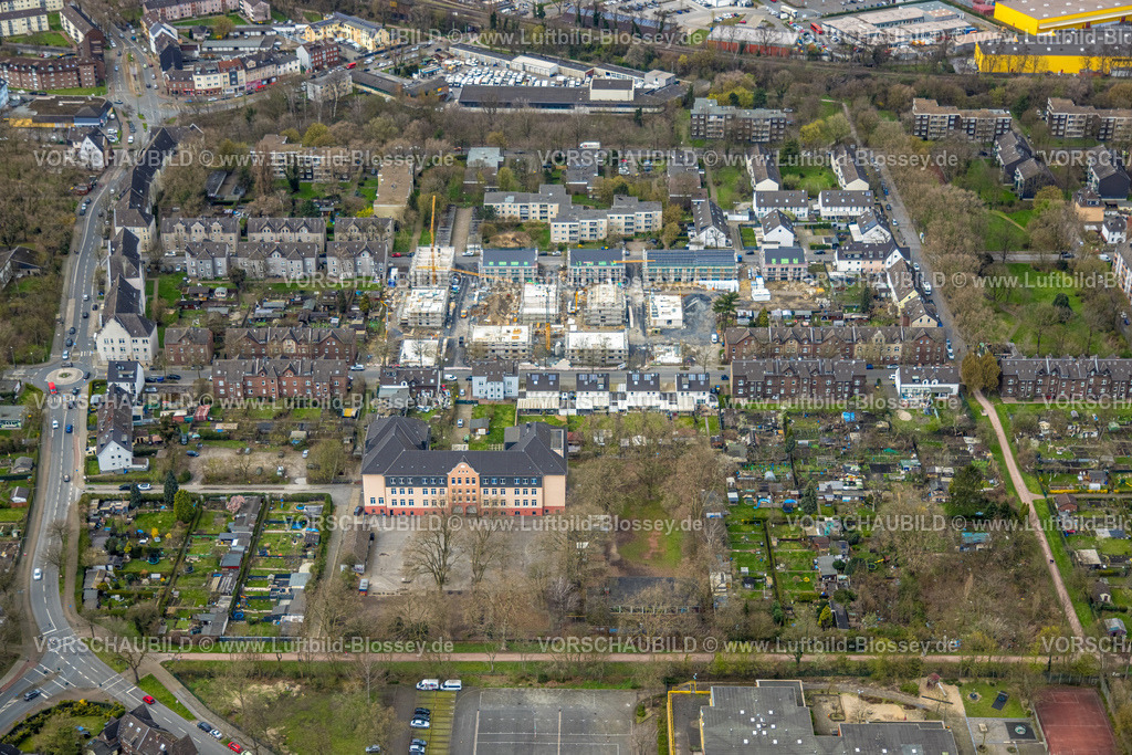 Duisburg230301535Nord | Luftbild, Baustelle und Neubau Wohnsiedlung Halfmannstraße, Sekundarschule Hamborn, Obermarxloh, Duisburg, Ruhrgebiet, Nordrhein-Westfalen, Deutschland