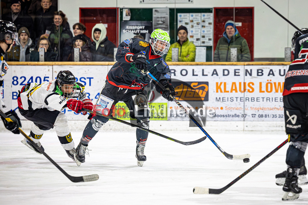 Peißenberg MINERS gegen EA Schongau MAMMUTS | Eishockey Bayernliga 2025/26 Vorrunde 20. Spieltag, Peißenberg MINERS gegen EA Schongau MAMMUTS, 20251221,Jonas LAUTENBACHER (MINERS 12) in Aktion, Schuss aufs Tor,2025-12-21 in Peißenberg (flatbuy Arena Peißenberg), Jonas LAUTENBACHER (MINERS 12)Copyright: WolfgangxLindner www.foto-lindner.de