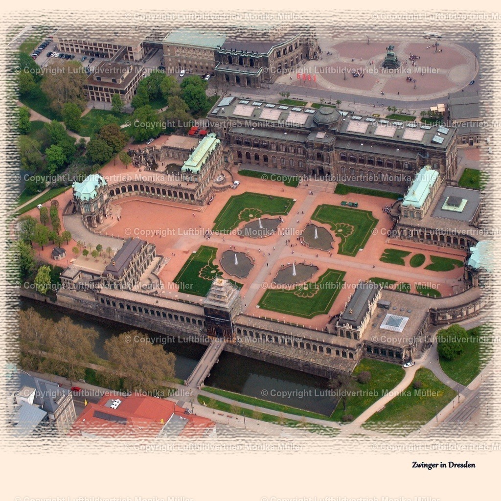 Zwinger in Dresden 30 x 30 cm - Rahmen Leinenstruktur | luftbildarchiv-mueller - Realisiert mit Pictrs.com