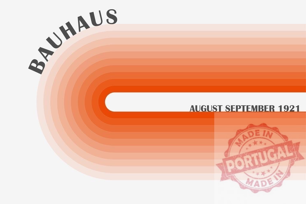 Bauhaus exhibition poster from August September 1921 | Bauhaus abstract minimalist poster with orange gradient lines and typography - Realized with Pictrs.com