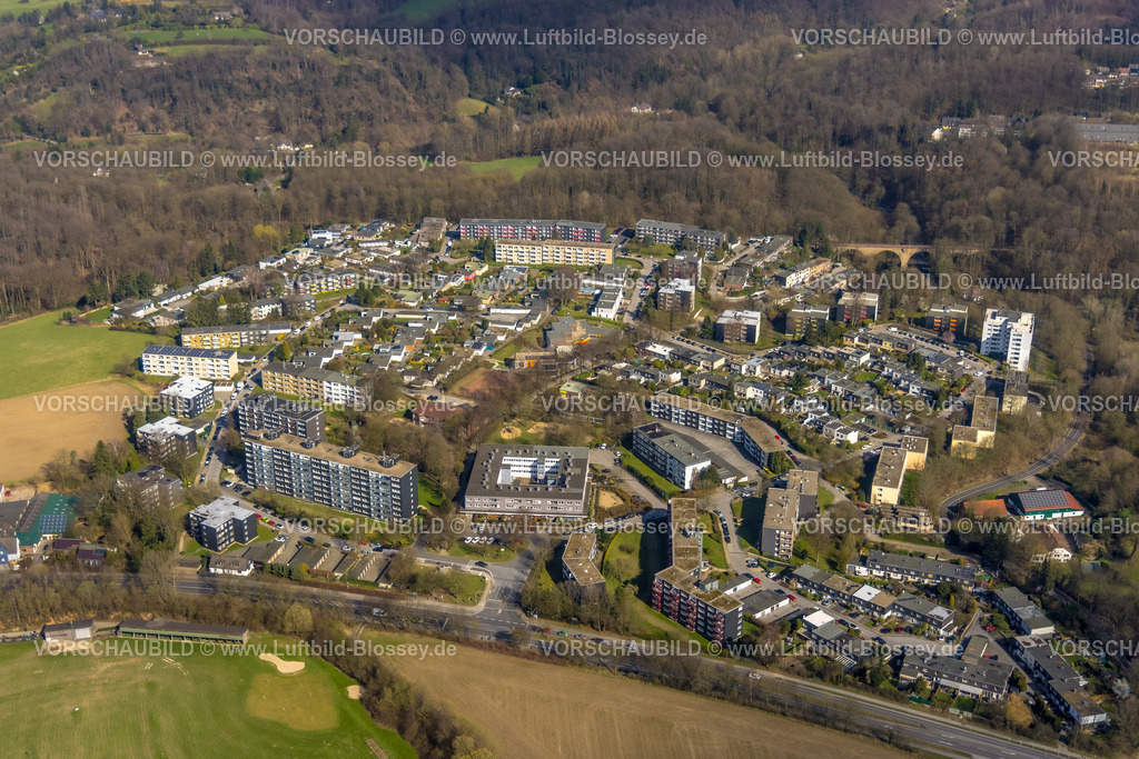 Heiligenhaus240302232 | Luftbild, Mietshäuser Wohngebiet Ortsteil Unterilp, Straßen mit Flussnamen, Heiligenhaus, Ruhrgebiet, Nordrhein-Westfalen, Deutschland