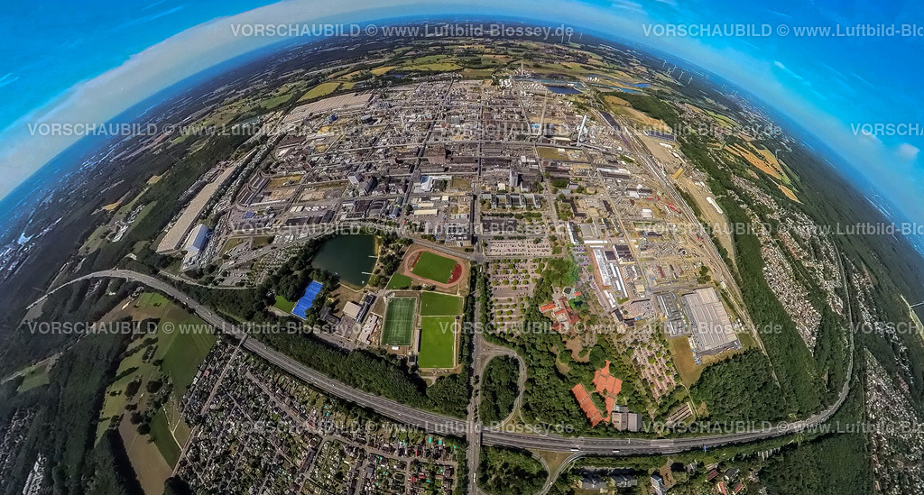 Marl20220803_2ChemischeWerke | Luftbild der Chemischen Werke Hüls, fischaugenbilder, Marl, Ruhrgebiet,Deutschland , 