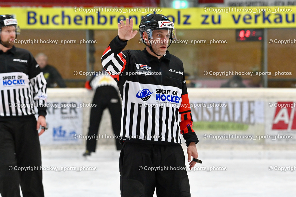 EC Hornets Spittal vs. USC Piraten Velden 18.2.2024 | DREIER Alexander Referee, EC Hornets Spittal vs. USC Piraten Velden 18.2.2024, EC Hornets Spittal vs. USC Piraten Velden 18.2.2024 am 18.02.2024 in Spittal an der Drau (Eissportzentrum Spittal), Austria, (Photo by Bernd Stefan)