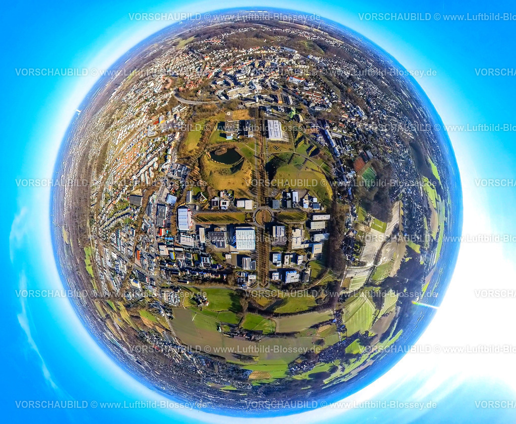 Castrop-Rauxel240190153GewerbegebietERIN | Luftbild, Gewerbegebiet Erin Park mit Teich, Achsenkreuz mit Baumallee an der Erinstraße und Am Förderturm, Erdkugel, Fisheye Aufnahme, Fischaugen Aufnahme, 360 Grad Aufnahme, tiny world, little planet, fisheye Bild, , Castrop-Rauxel, Ruhrgebiet, Nordrhein-Westfalen, Deutschland