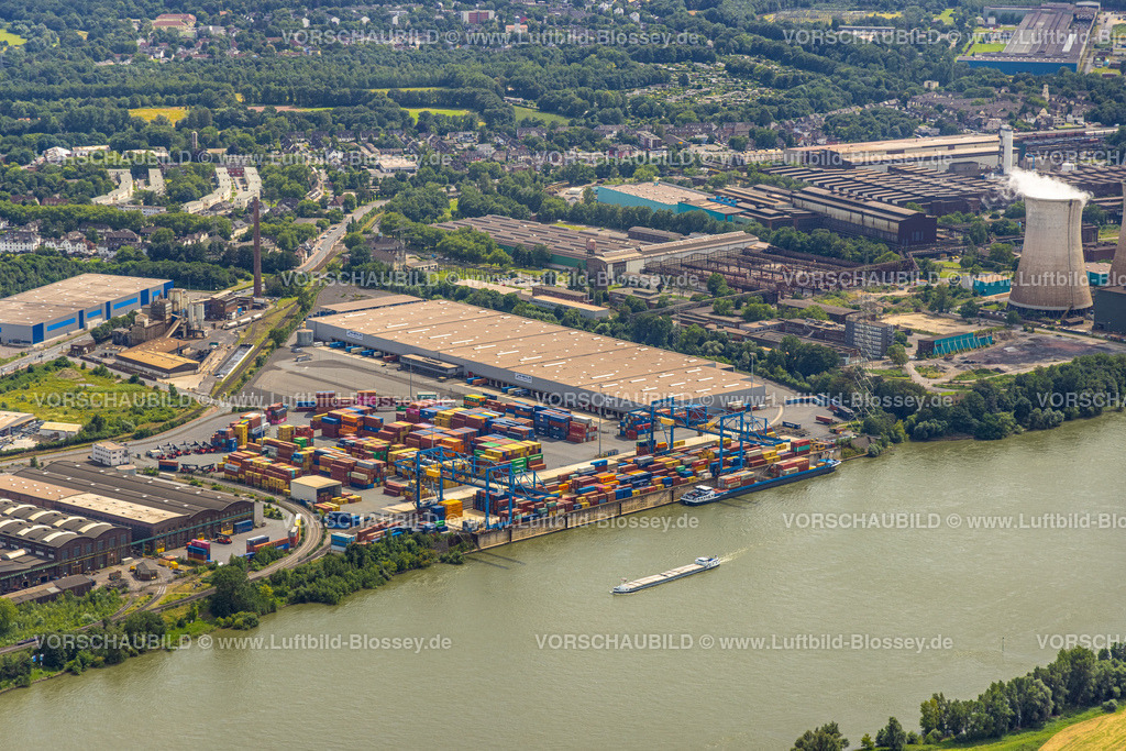 Duisburg240704143-Sued | Luftbild, Duisburg-Süd, duisport logport II (Zwei) am Fluss Rhein, Wanheim-Angerhausen, Duisburg, Ruhrgebiet, Nordrhein-Westfalen, Deutschland