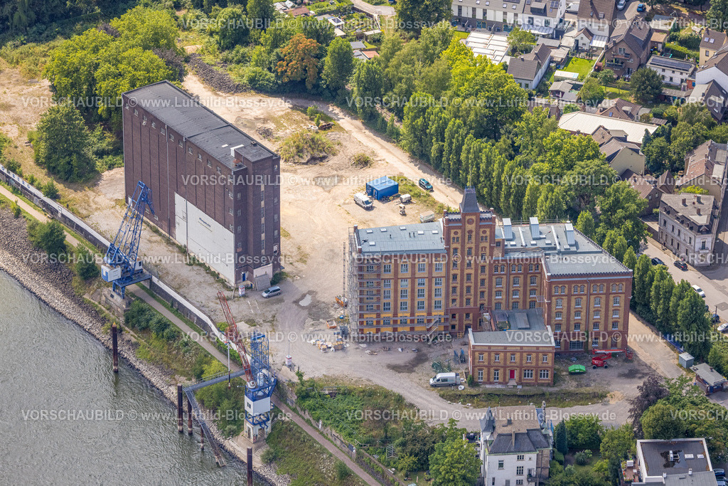 Duisburg250705265Nord | Luftbild, Plangemühle an der Königstraße, Baustelle mit Fassaden-Baugerüst, Alt-Homberg, Duisburg, Ruhrgebiet, Nordrhein-Westfalen, Deutschland