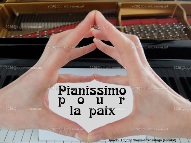 4_RAUTE-FRA-Pianissimo-pour-la-paix | Ironische, lustige Fotomontagen, Fotodesign Musik, Musikinstrumente ohne KI. Klavier. Geigen. Violinen. Bratschen. Trompeten. Tubas. Cello. Celli. Kontrabass. Kaufen Sie die Bilder in einer geschützten Galerie bequem online. - Realisiert mit Pictrs.com