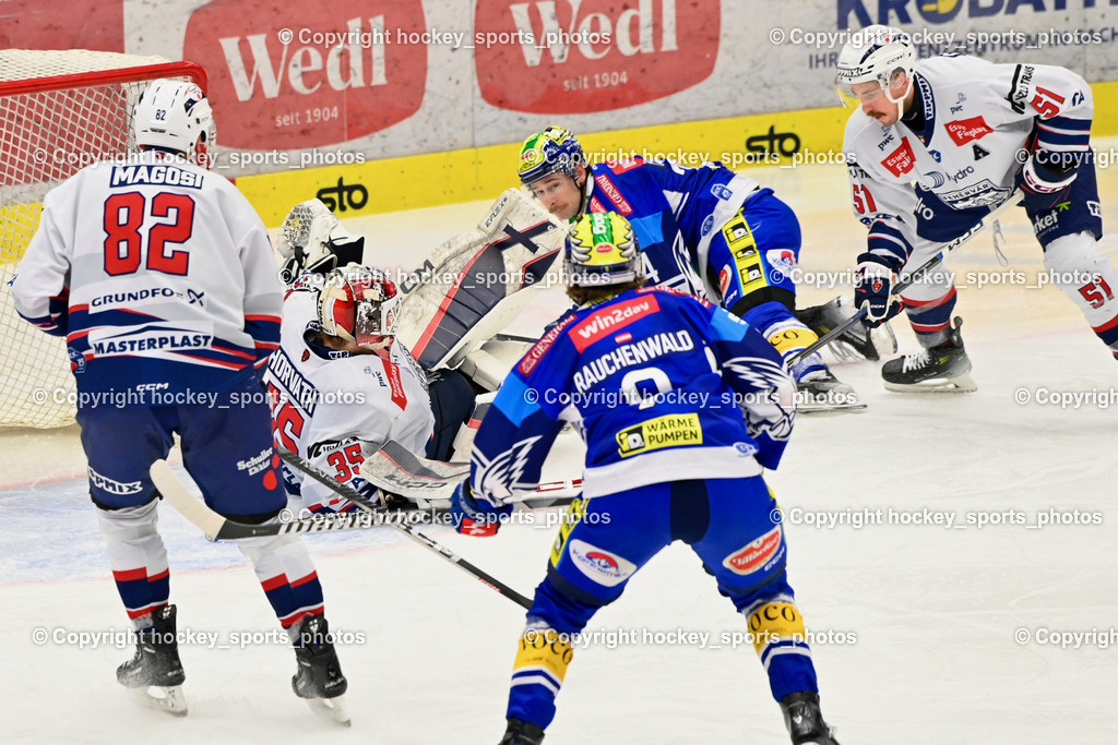 EC IDM WÄRMEPUMPEN VSV vs. HYDRO FEHERVAR AV 19 | #9 RAUCHENWALD Alexander EC VSV, #82 Magosi Balint HYDRO FEHERVAR, #35 Horvath Dominik HYDRO FEHERVAR, #74 COATTA Max EC VSV, #51 Campbell Timothy HYDRO FEHERVAR, EC IDM WÄRMEPUMPEN VSV vs. HYDRO FEHERVAR AV 19, EC IDM WÄRMEPUMPEN VSV vs. HYDRO FEHERVAR AV 19 am 20.11.2024 in Villach (Stadthalle Villach), Austria, (Photo by Bernd Stefan)