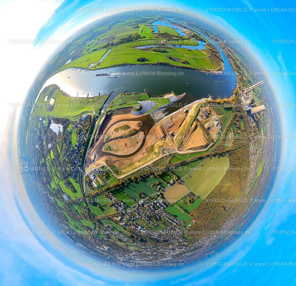 Dinslaken2211200024Emschermuendung | Luftbild der alten und der neuen Emschermündung auf der Stadtgrenze zwischen Dinslaken und Voerde, Mündung in den Fluß Rhein, Emscherumbau, EGLV, Emschergenossenschaft, neue Emschermündung, Fischtreppe, Ruhrgebiet, Nordrhein-Westfalen, Deutschland