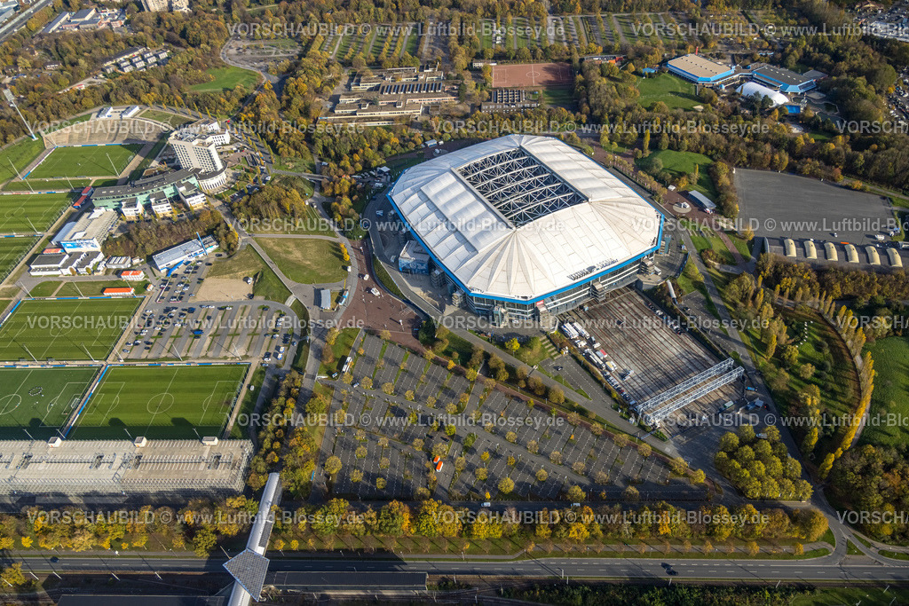 Gelsenkirchen221102182noerdlich | Luftbild, VELTINS-Arena, Bundesligastadion des Fußballvereins FC Schalke 04, Erle, Gelsenkirchen, Ruhrgebiet, Nordrhein-Westfalen, Deutschland