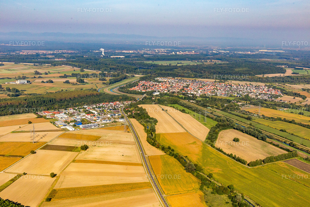 Luftbild: Saalbachkanal im Ortsteil Rußheim in Dettenheim im Bundesland Baden-Württemberg in Deutschland. Foto: IMG_094848.jpg vom 24.09.2016 durch Werner Riehm/FLY-FOTO.de