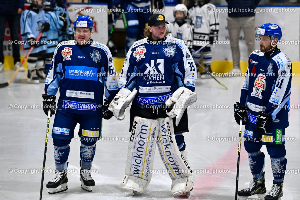 ESC Steindorf vs. MET PHOTOVOLTAIK HORNETS SPITTAL | #64 Stichauner Fabian ESC Steindorf, #35 MAYROBNIG MARCOESC ESC Steindorf,  #61 Friedrich Daniel ESC Steindorf, Steindorf vs. MET PHOTOVOLTAIK HORNETS SPITTAL, ESC Steindorf vs. MET PHOTOVOLTAIK HORNETS SPITTAL am 26.10.2024 in Steindorf (Ossiachersee Halle), Austria, (Photo by Bernd Stefan)