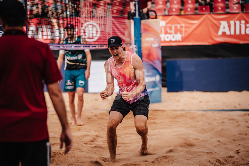 Beachvolleyball | Männer | Allianz German Beach Tour 2025 | Tourstop München | 10.07.2025 | Tristan Fröbel jubelt