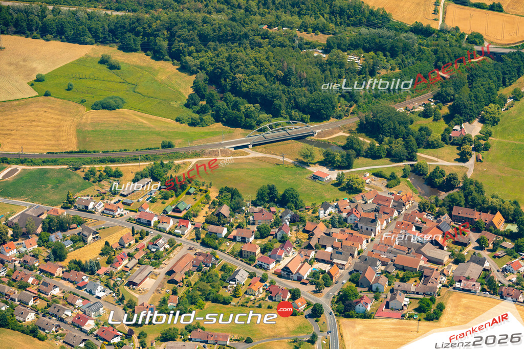 Das Luftbild zeigt : Schaippach Gemünden am Main - Die Luftaufnahme wurde 2023 vom UL-Flugzeug aus erstellt ( keine Drohne ) - Hochauflösende Luftaufnahme - Für grossformatige Ausdrucke geeignet. Die Geschenkidee !Mit Lizenz und Bildrechte bestellbar