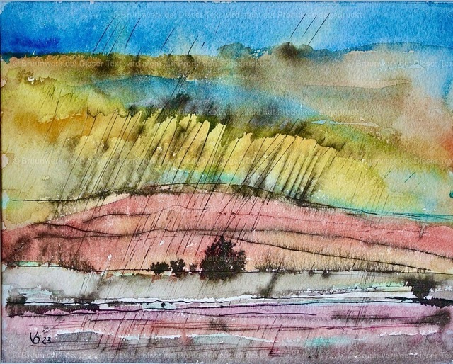 "Strichweise Regen" | Aquarell auf Hahnemühle-Bütten 600g/qm, 27x34 cm - Realisiert mit Pictrs.com
