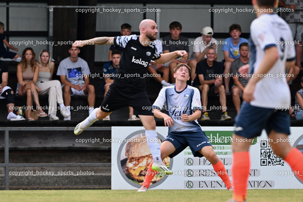 SC Magdalen vs. DSG Ledenitzen | #7 Marco Kudler SC Magdalen, #8 Benjamin Ressmann DSG Ledenitzen, SC Magdalen vs. DSG Ledenitzen, SC Magdalen vs. DSG Ledenitzen am 19.07.2024 in Villach (Sportplatz Madalen), Austria, (Photo by Bernd Stefan)
