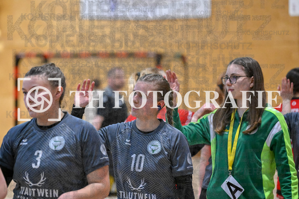 GER, SG Maulburg/Steinen - HB Kinzigtal, Frauen-Handball, Oberliga Suedbaden, 21. Spieltag, Saison 2024/2025, 06.04.2025 | Joyce Gebele (HB Kinzigtal, #03), Lena Armbruster (HB Kinzigtal, #10)GER, SG Maulburg/Steinen - HB Kinzigtal, Frauen-Handball, Oberliga Suedbaden, 21. Spieltag, Saison 2024/2025, 06.04.2025Foto: TH Fotografie/Thomas Hess