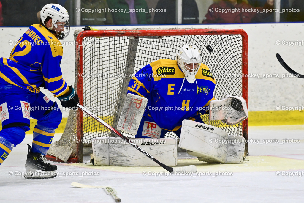 EHC Althofen vs. ESC Steindorf 6.3.2024 | #92 Jagarinec Jakob Lukas EHC Althofen, #31 Horn Fabian EHC Althofen, EHC Althofen vs. ESC Steindorf 6.3.2024, EHC Althofen vs. ESC Steindorf am 06.03.2024 in Althofen (Stadthalle Althofen ), Austria, (Photo by Bernd Stefan)