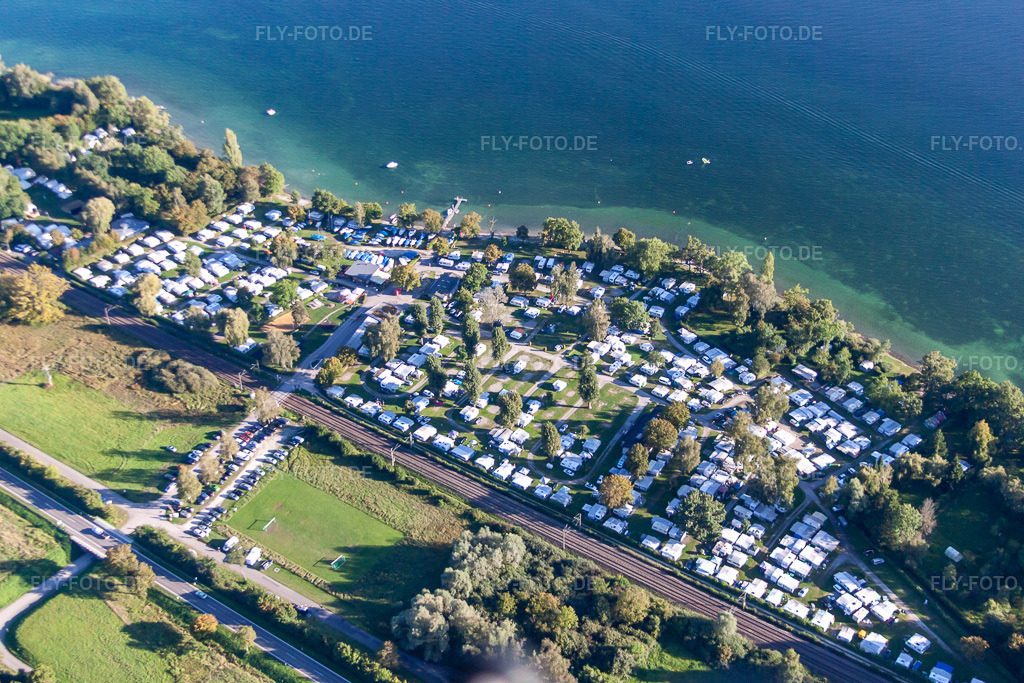 Luftbild: Ortsteil Niederzell Camping Willam im Ortsteil Niederzell in Reichenau im Bundesland Baden-Württemberg in Deutschland. Foto: IMG_71586.jpg vom 30.08.2014 durch Werner Riehm/FLY-FOTO.de