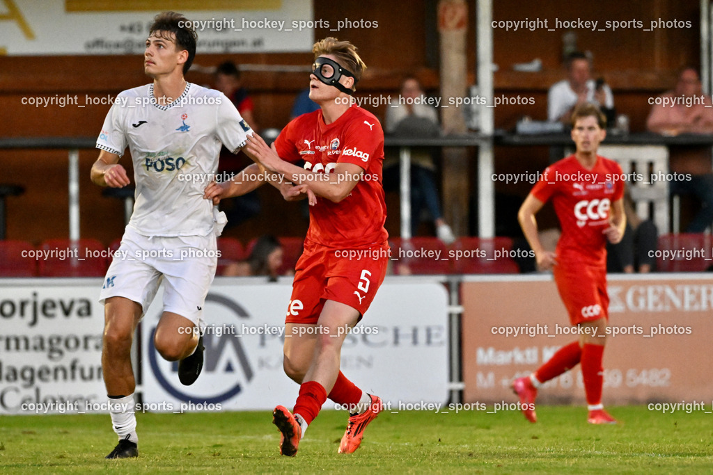 SAK vs. SC St. Veit | #11 Luka Jerin SAK, #5 Fabian Dörflinger SC St. Veit, Maske, SAK vs. SC St. Veit, SAK vs. SC St. Veit am 19.09.2025 in Klagenfurt (Sportpark Welzenegg), Austria, (Photo by Bernd Stefan)