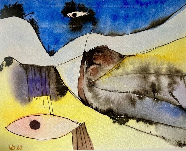 Schwingung beobachtet | Aquarell über Tinte auf Hahnemühle-Bütten - Realisiert mit Pictrs.com